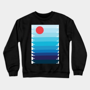 Abstract Blue Sea Shore Summer Beach Aesthetic Graphic Illustration Crewneck Sweatshirt